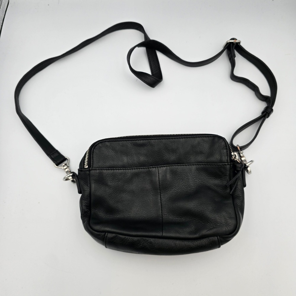 margot Black Leather Crossbody Bag